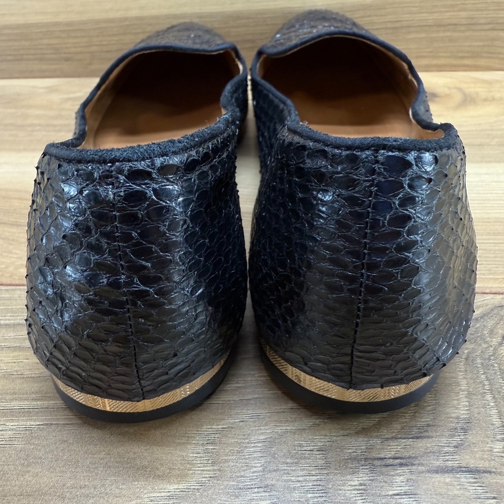 Coach Catrin Snake Embossed Leather Flats 7.5 Black Ballet Slip On - Picture 7 of 11